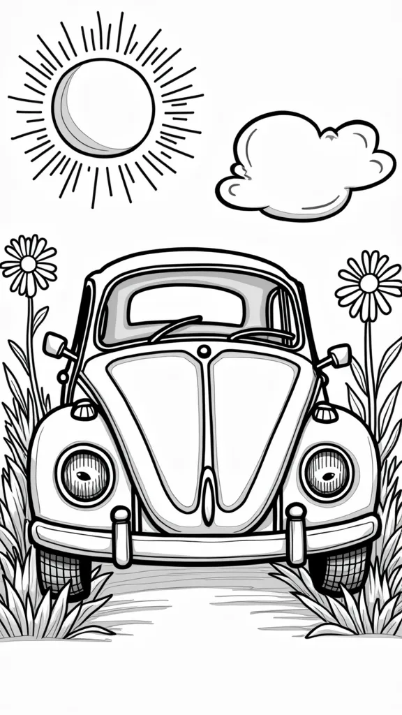 VW Beetle Coloring Page